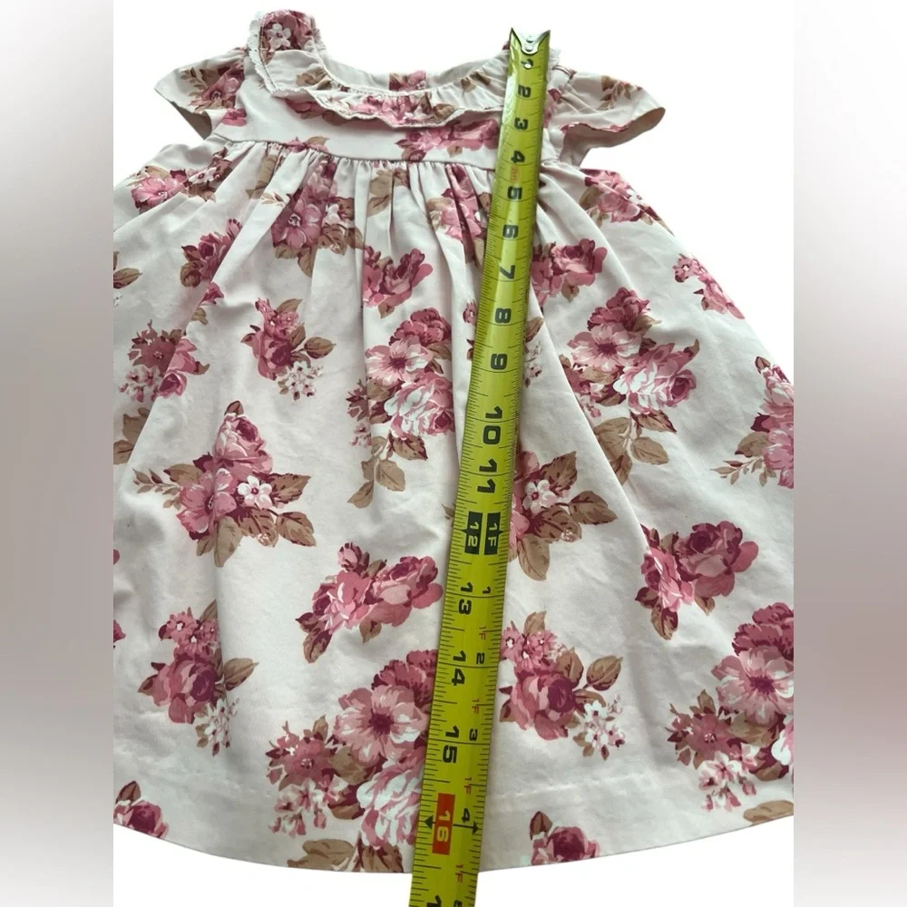 Janie And Jack Dress Girls 12-18 Months Pink Floral Bow Ruffle Cotton Party - Picture 8 of 9